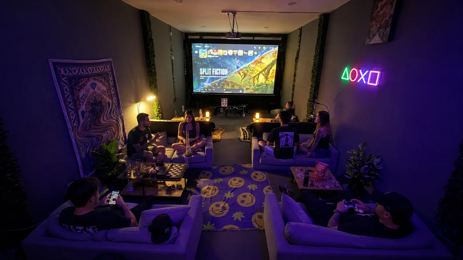 The 4K cinema and PS5 Pro gaming room upstairs at Weed Garden Pattaya